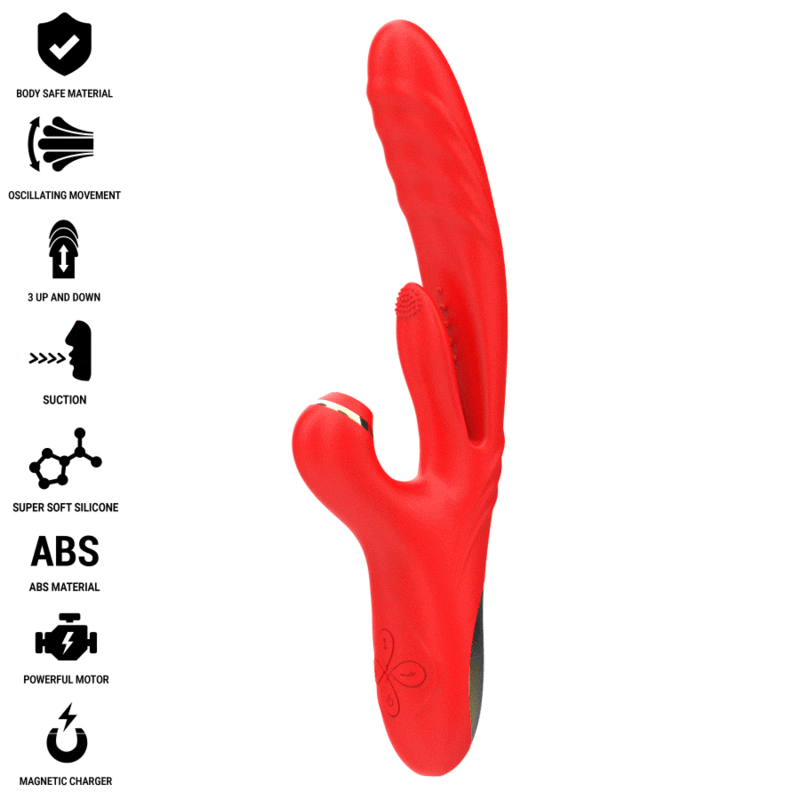 INTENSE - KAROL MULTIFUNKTIONSVIBRATOR STOSS & STIMULATION & SAUGUNG, ROT - Sexotim
