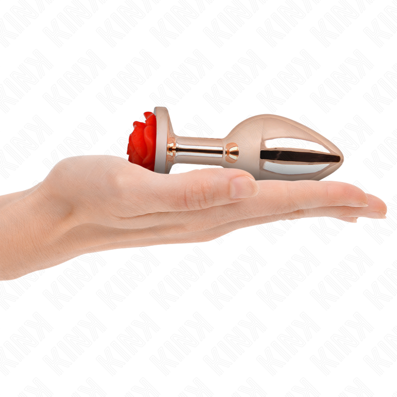 KINK - ROSA GOLDENER ANALSTECKER MIT ROTER ROSE L - Sexotim