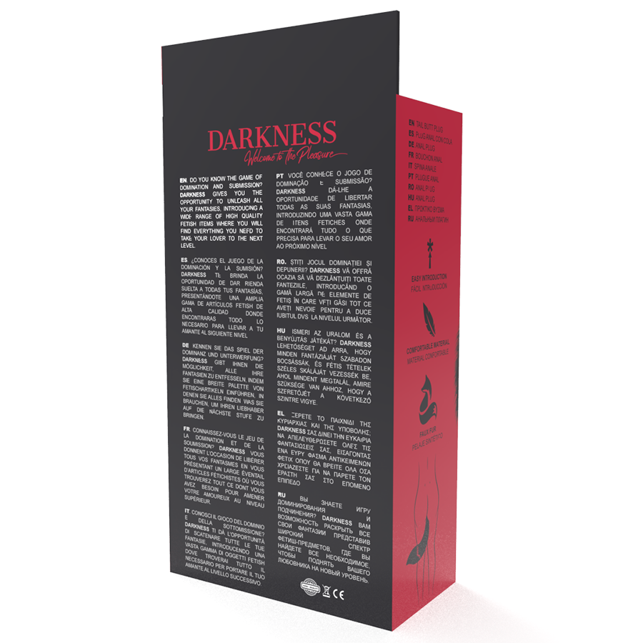 DARKNESS - SILBERNER ANALPLUG MIT SCHWARZEM PELZSCHWANZ 8 CM - Sexotim