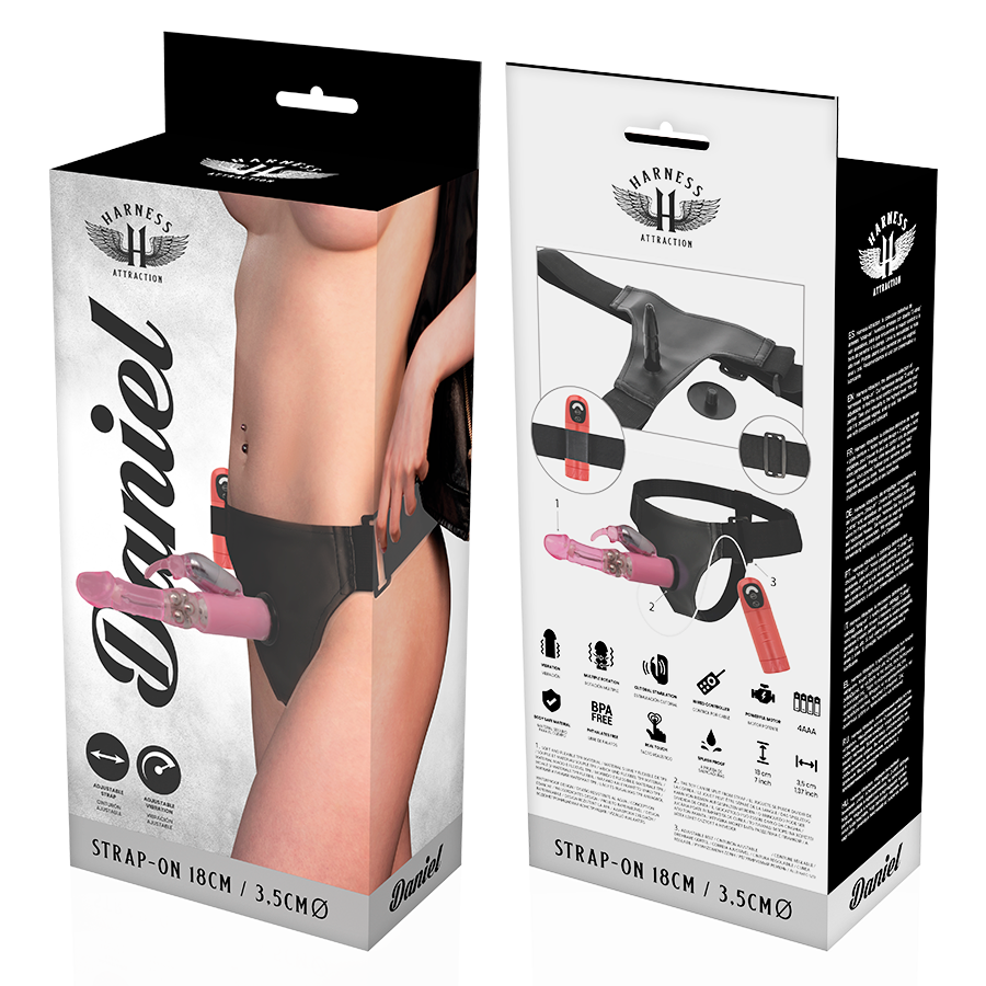 HARNESS ATTRACTION - RNES DANIEL MIT VIBRATION UND ROTATION 18 CM -O- 3.5 CM - Sexotim