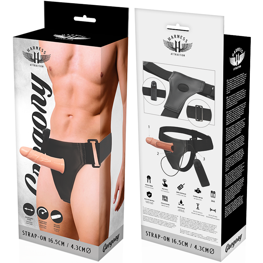 HARNESS ATTRACTION - GREGORY HOLLOW RNES MIT VIBRATOR 16.5 CM -O- 4.3 CM - Sexotim