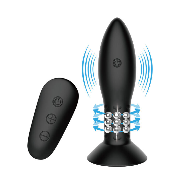 MR PLAY - ANALPLUG MIT SCHWARZEN ROTIERENDEN BÄLLEN FERNBEDIENUNG - Sexotim