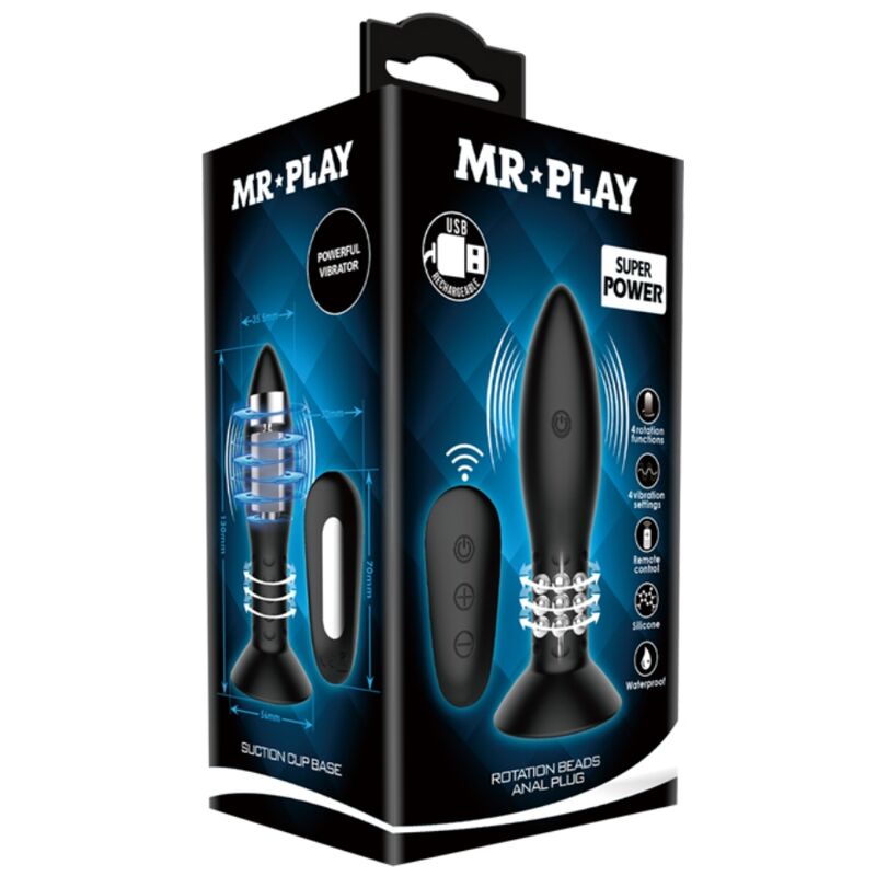 MR PLAY - ANALPLUG MIT SCHWARZEN ROTIERENDEN BÄLLEN FERNBEDIENUNG - Sexotim