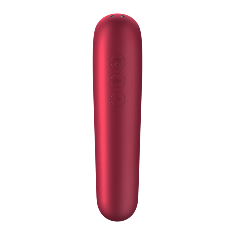SATISFYER - DUAL LOVE VIBRATOR UND SAUGER MIT PULSIERTER LUFT ROT - Sexotim