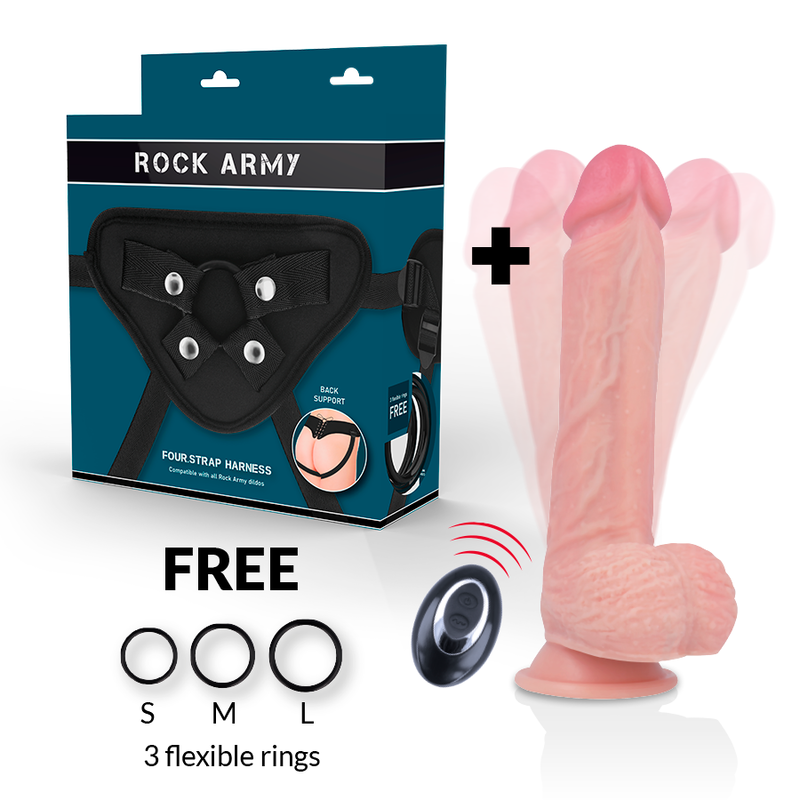 ROCKARMY - HARNESS + FLÜSSIGSILIKON VIBRATOR PREMIUM APACHE FERNBEDIENUNG 20.5 CM -O- 4.62 CM - Sexotim