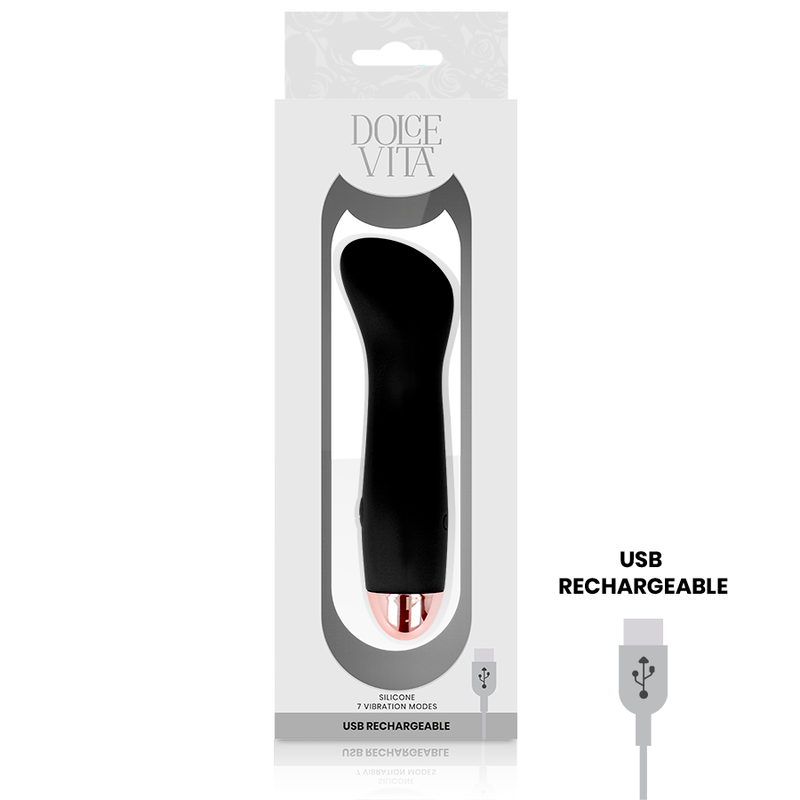 DOLCE VITA - AUFLADBARER VIBRATOR EINE SCHWARZE 7-GESCHWINDIGKEIT - Sexotim