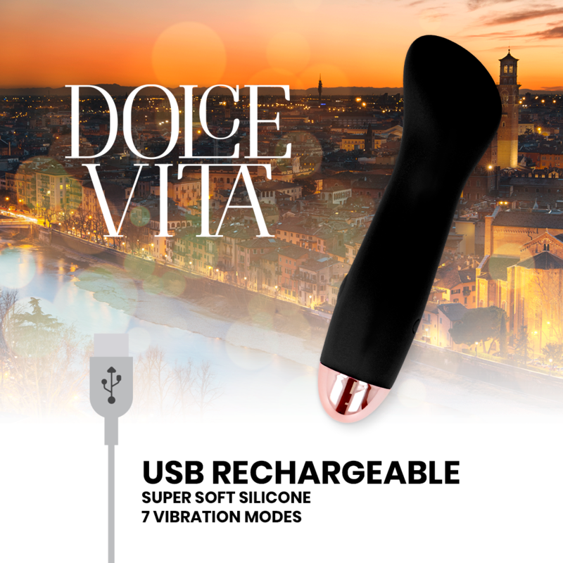 DOLCE VITA - AUFLADBARER VIBRATOR EINE SCHWARZE 7-GESCHWINDIGKEIT - Sexotim