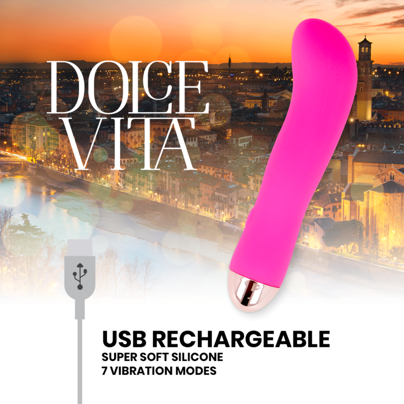 DOLCE VITA - AUFLADBARER VIBRATOR ZWEI ROSA 7 GESCHWINDIGKEITEN - Sexotim