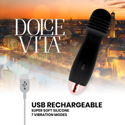 DOLCE VITA - AUFLADBARER VIBRATOR DREI SCHWARZ 7 GESCHWINDIGKEIT - Sexotim
