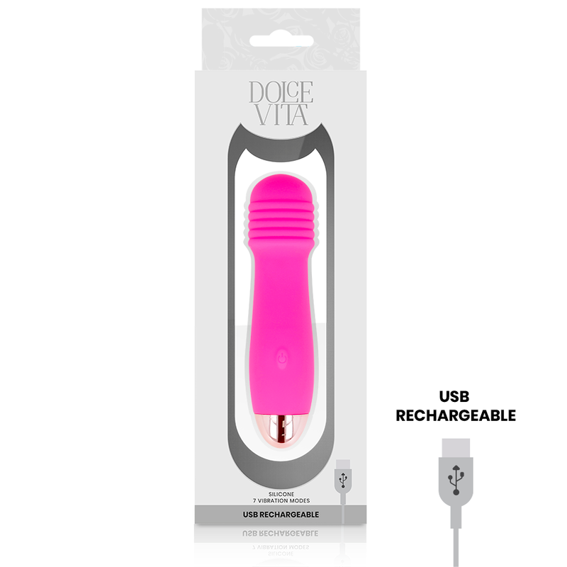 DOLCE VITA - AUFLADBARER VIBRATOR DREI ROSA 7 GESCHWINDIGKEITEN - Sexotim