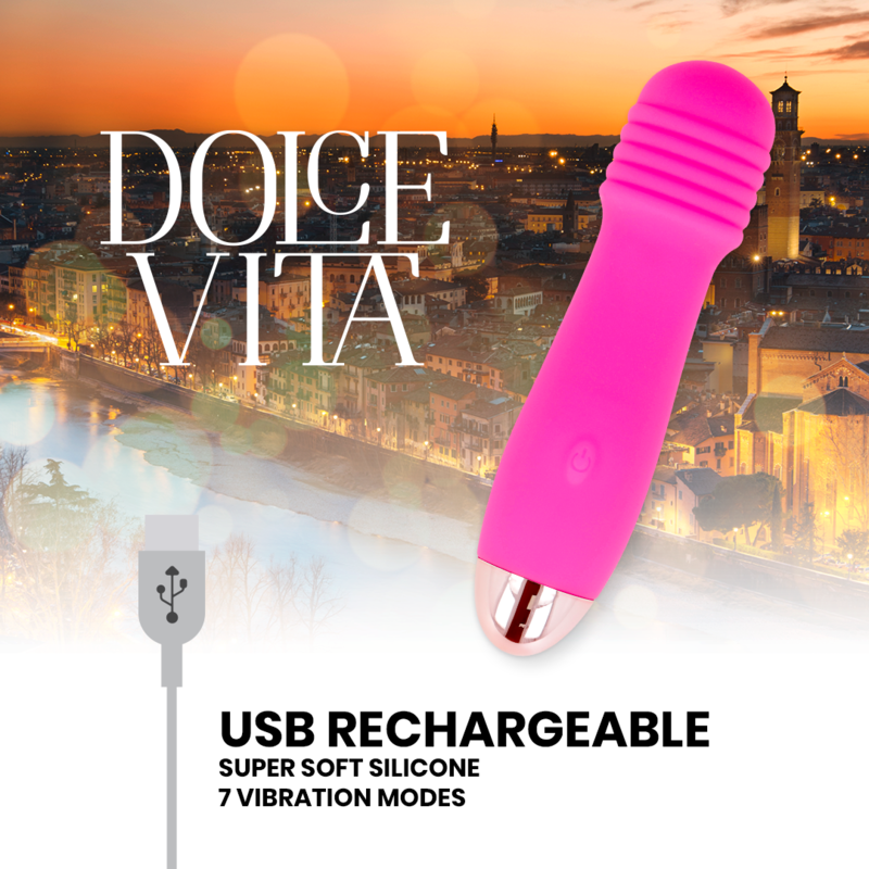 DOLCE VITA - AUFLADBARER VIBRATOR DREI ROSA 7 GESCHWINDIGKEITEN - Sexotim