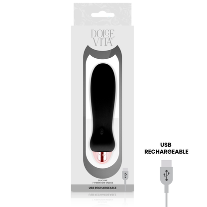 DOLCE VITA - AUFLADBARER VIBRATOR FÜNF SCHWARZ 7 GESCHWINDIGKEITEN - Sexotim