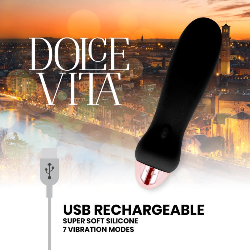 DOLCE VITA - AUFLADBARER VIBRATOR FÜNF SCHWARZ 7 GESCHWINDIGKEITEN - Sexotim