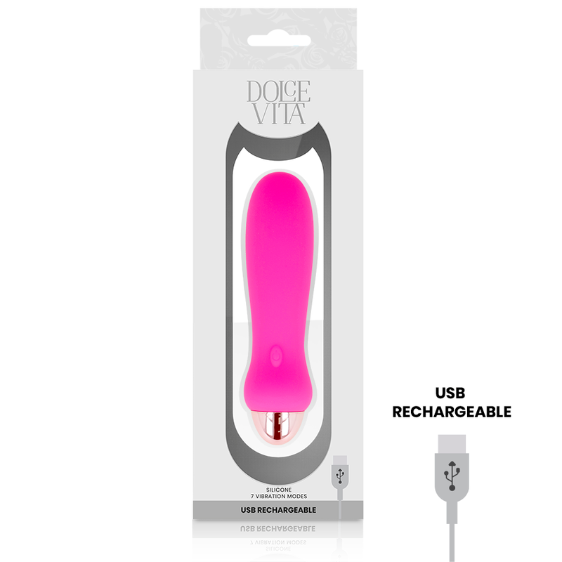 DOLCE VITA - AUFLADBARER VIBRATOR FÜNF ROSA 7 GESCHWINDIGKEITEN - Sexotim