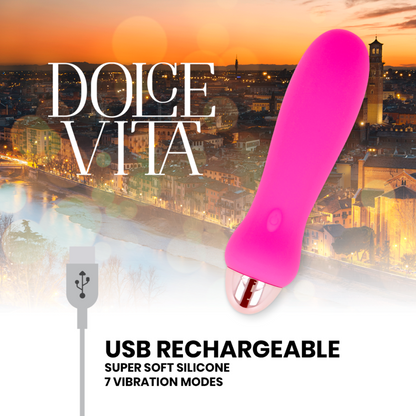 DOLCE VITA - AUFLADBARER VIBRATOR FÜNF ROSA 7 GESCHWINDIGKEITEN - Sexotim