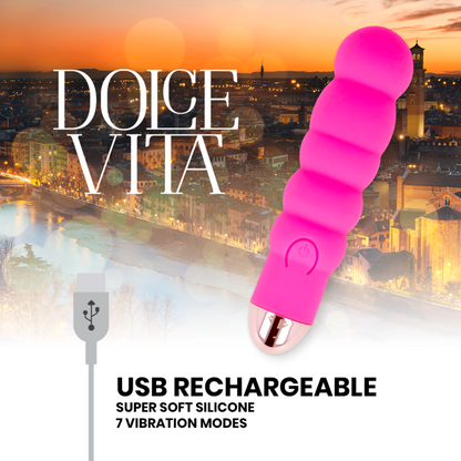 DOLCE VITA - AUFLADBARER VIBRATOR SECHS ROSA 7 GESCHWINDIGKEITEN - Sexotim