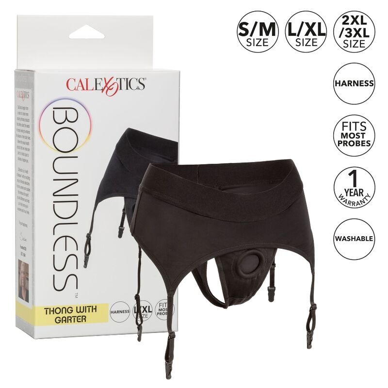 CALEXOTICS - BOUNDLESS THONG MIT GARTER L/XL - Sexotim