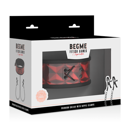 BEGME - RED EDITION HALSBAND MIT NIPPELKLEMMEN MIT NEOPRENFUTTER - Sexotim