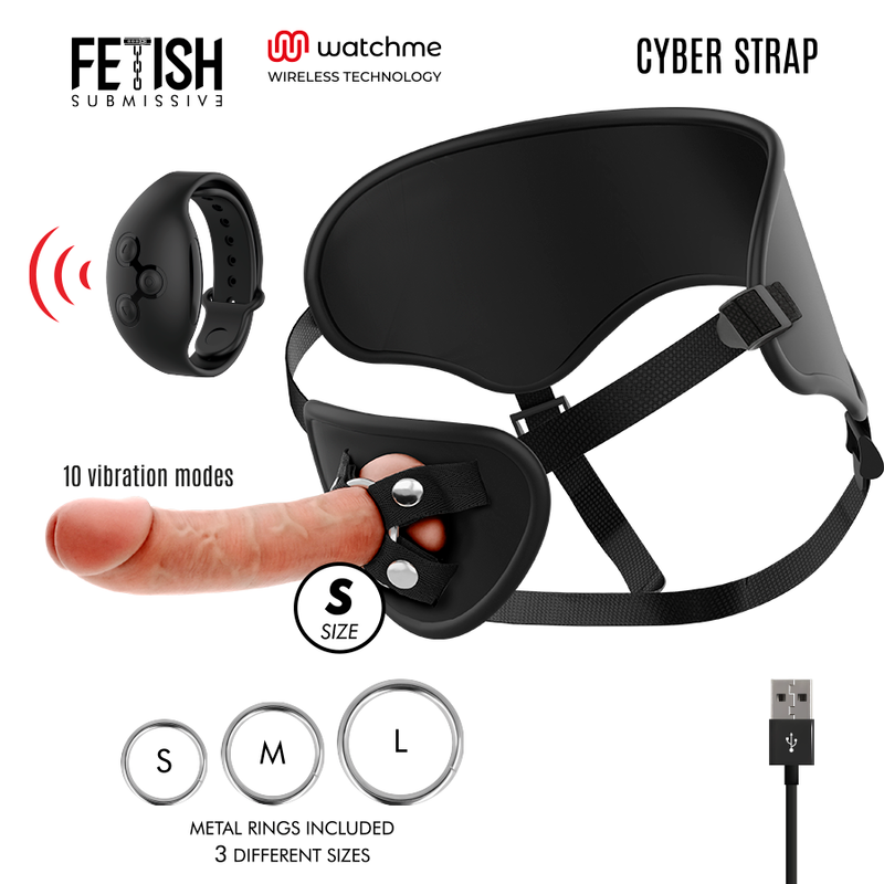 FETISH SUBMISSIVE CYBER STRAP - HARNESS MIT FERNBEDIENUNGS-DILDO-UHREN-TECHNOLOGIE - Sexotim