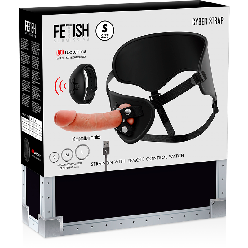 FETISH SUBMISSIVE CYBER STRAP - HARNESS MIT FERNBEDIENUNGS-DILDO-UHREN-TECHNOLOGIE - Sexotim