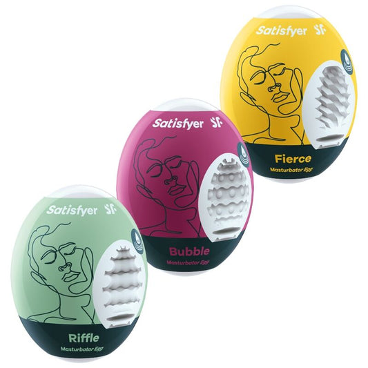 SATISFYER - 3 MASTURBATOR EIER RIFFLE, BUBBLE & FIERCE - Sexotim