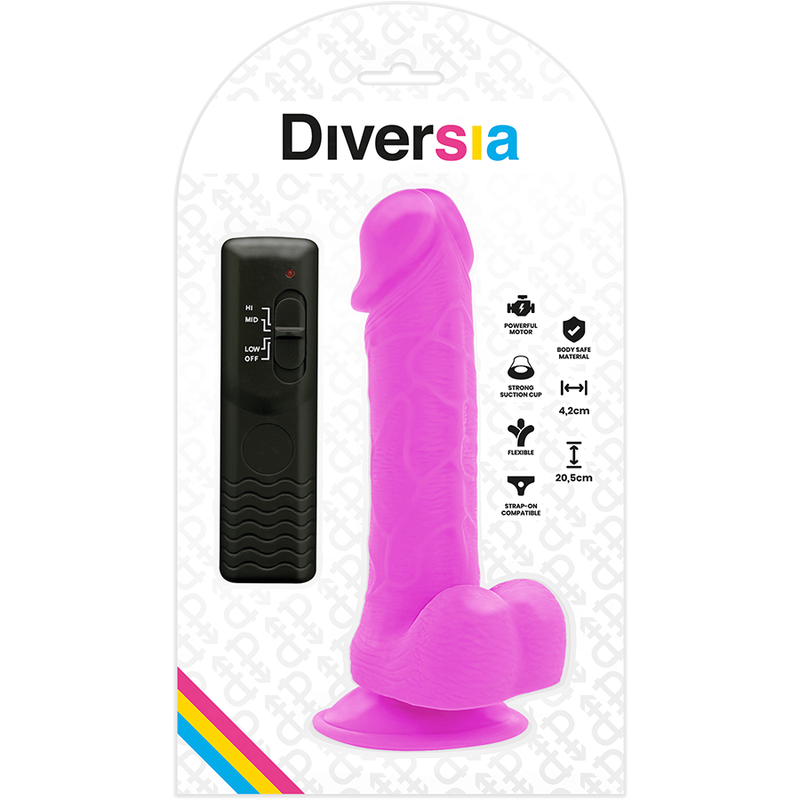 DIVERSIA - FLEXIBLER VIBRIERENDER DILDO LILA 20.5 CM -O- 4.2 CM - Sexotim