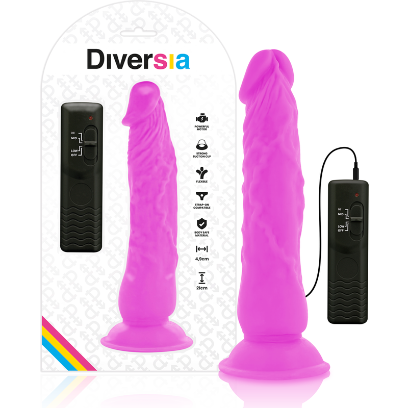 DIVERSIA - FLEXIBLER VIBRIERENDER DILDO LILA 21 CM -O- 4.9 CM - Sexotim