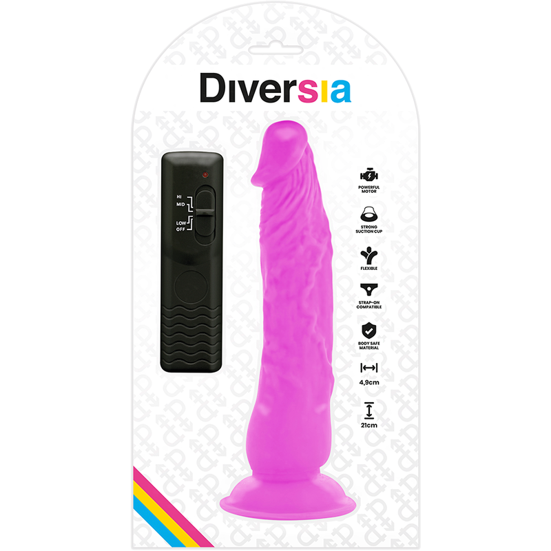 DIVERSIA - FLEXIBLER VIBRIERENDER DILDO LILA 21 CM -O- 4.9 CM - Sexotim