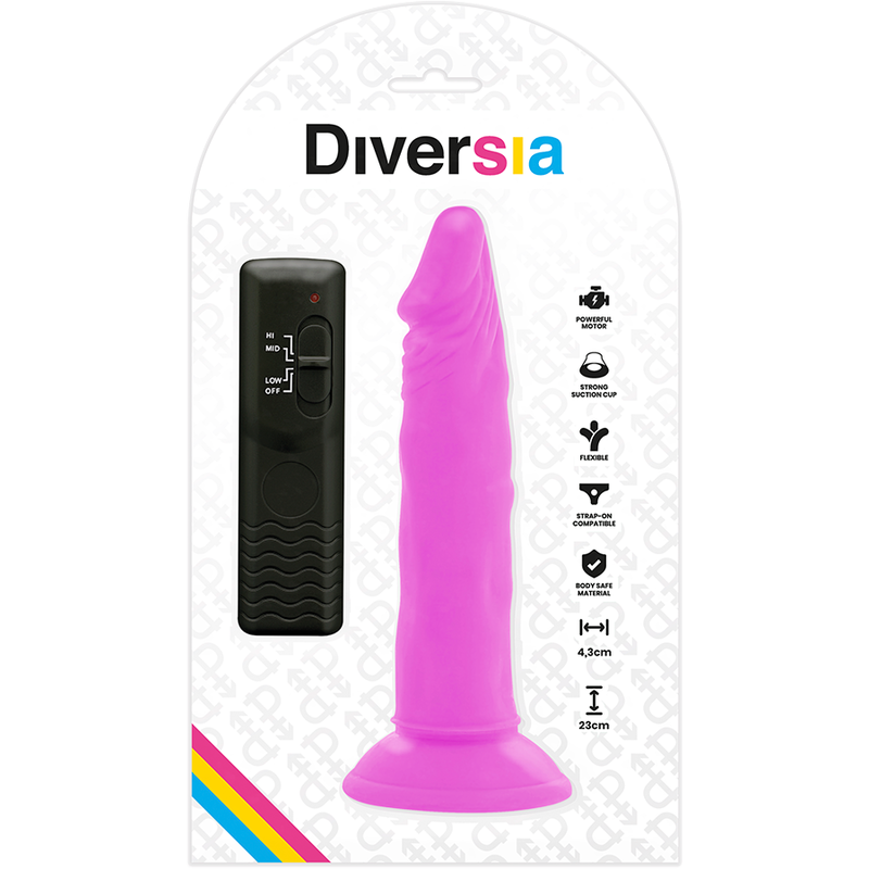 DIVERSIA - FLEXIBLER VIBRIERENDER DILDO LILA 23 CM -O- 4.3 CM - Sexotim