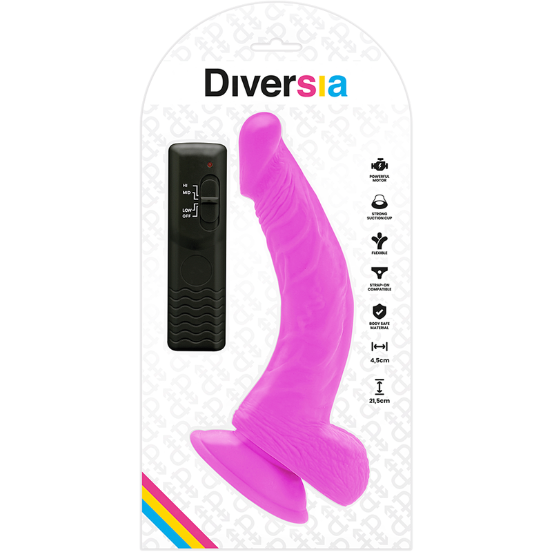 DIVERSIA - FLEXIBLER VIBRIERENDER DILDO LILA 21.5 CM -O- 4.5 CM - Sexotim