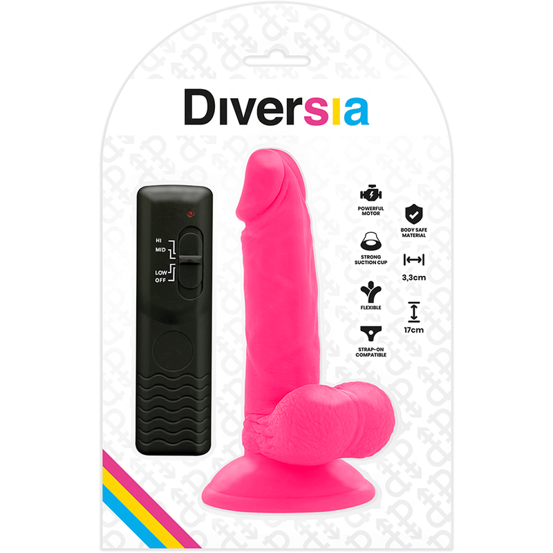 DIVERSIA - FLEXIBLER VIBRIERENDER DILDO ROSA 17 CM -O- 3.3 CM - Sexotim