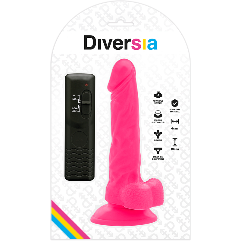 DIVERSIA - FLEXIBLER VIBRIERENDER DILDO ROSA 18 CM -O- 4 CM - Sexotim