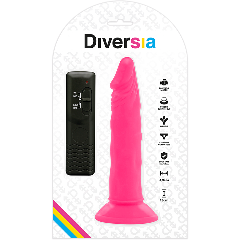 DIVERSIA - FLEXIBLER DILDO MIT VIBRATION ROSA 23 CM -O- 4.3 CM - Sexotim