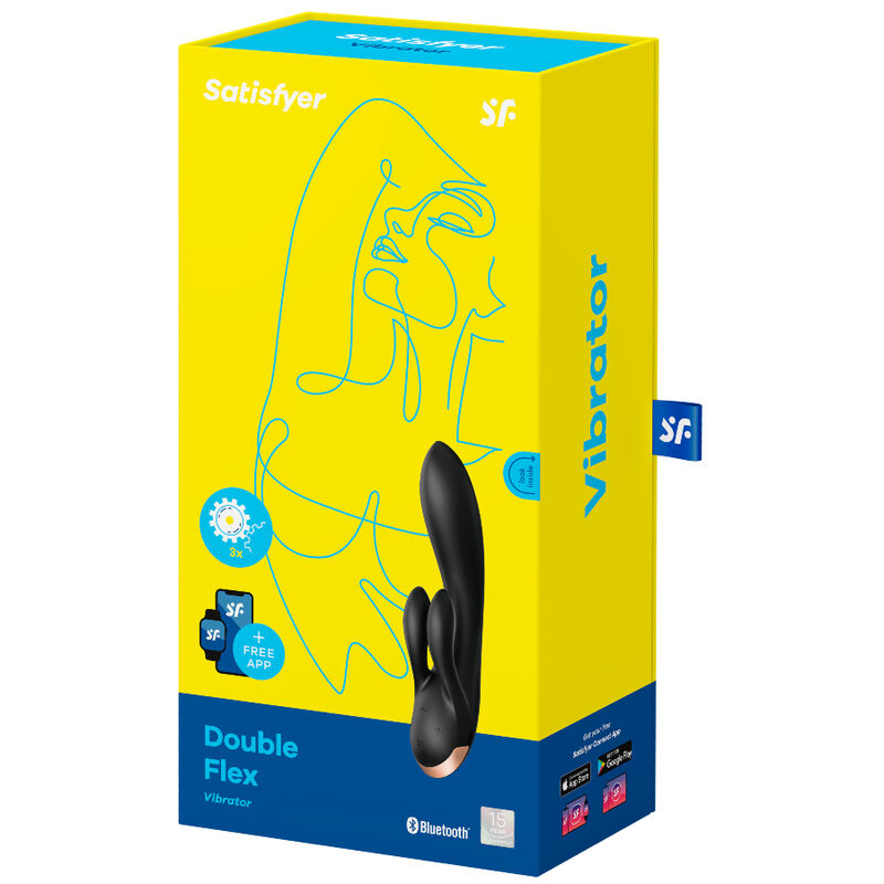 SATISFYER - DOUBLE FLEX VIBRATOR APP SCHWARZ / WEISS - Sexotim