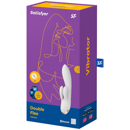 SATISFYER - DOUBLE FLEX VIBRATOR APP SCHWARZ / WEISS - Sexotim
