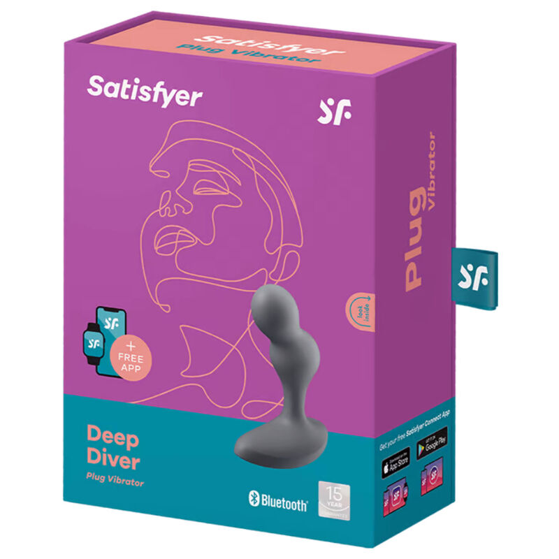 SATISFYER - DEEP DIVER VIBRATING PLUG APP GRAU - Sexotim