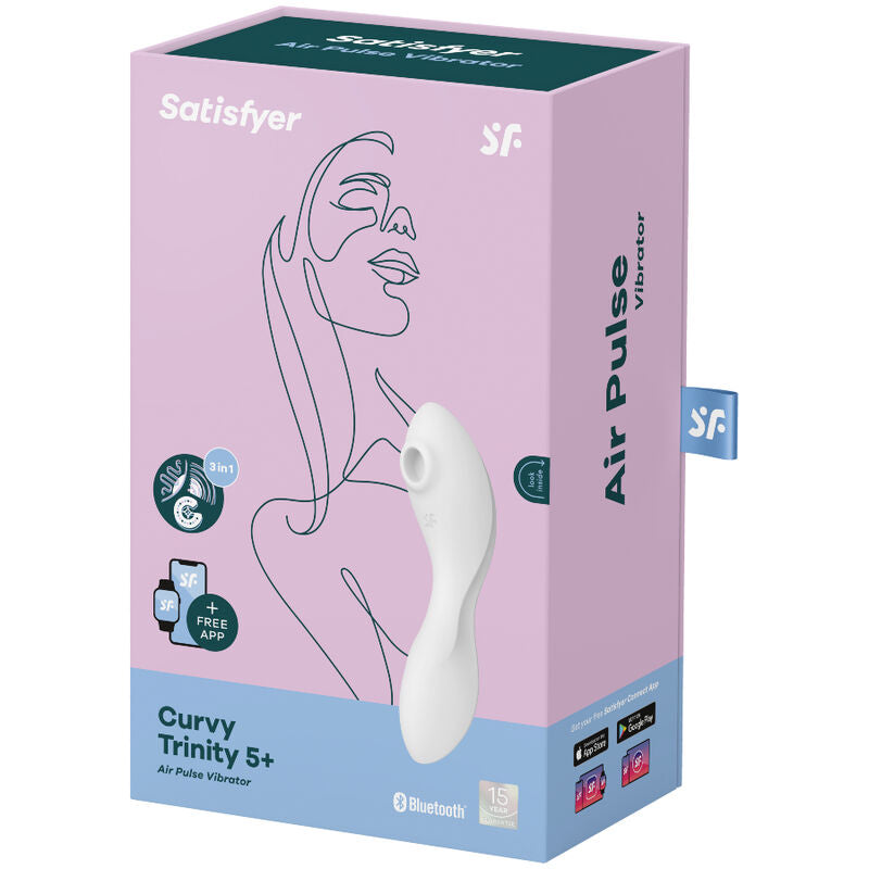 SATISFYER - CURVY TRINITY 5 AIR PULSE STIMULATOR & VIBRATOR APP WEISS - Sexotim