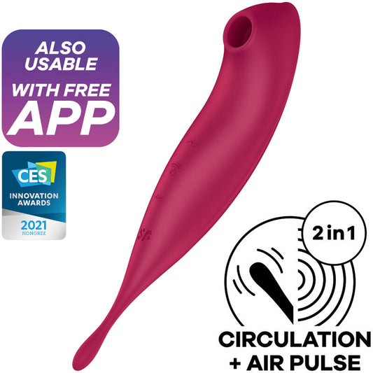 SATISFYER - TWIRLING PRO+ AIR PULSE STIMULATOR & VIBRATOR APP ROT / GRÜN - Sexotim