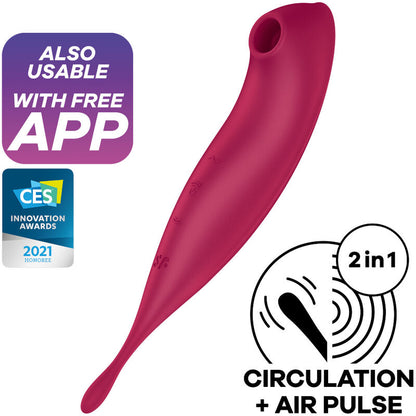 SATISFYER - TWIRLING PRO+ AIR PULSE STIMULATOR & VIBRATOR APP ROT / GRÜN - Sexotim