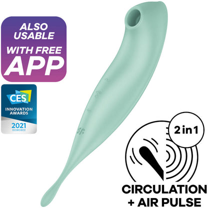 SATISFYER - TWIRLING PRO+ AIR PULSE STIMULATOR & VIBRATOR APP ROT / GRÜN - Sexotim