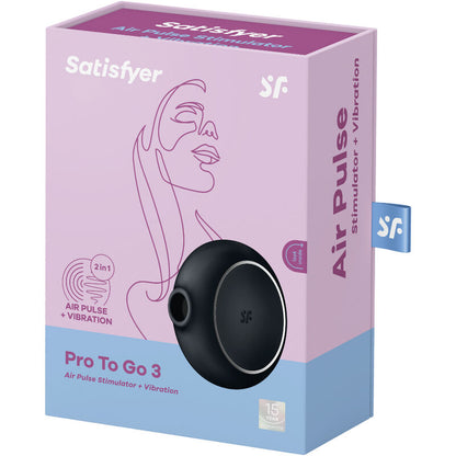 SATISFYER - PRO TO GO 3 DOPPELTER LUFTPULSSTIMULATOR & VIBRATOR ROSA / SCHWARZ / BLAU - Sexotim