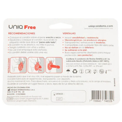 UNIQ - FREE LATEXFREIE KONDOME MIT SCHUTZRING 3 EINHEITEN - Sexotim