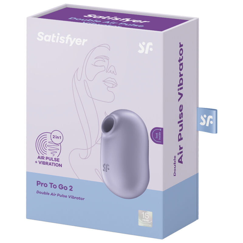 SATISFYER - PRO TO GO 2 DOPPELTER LUFTPULSSTIMULATOR & VIBRATOR VIOLETT / BEIGE / GRÜN - Sexotim
