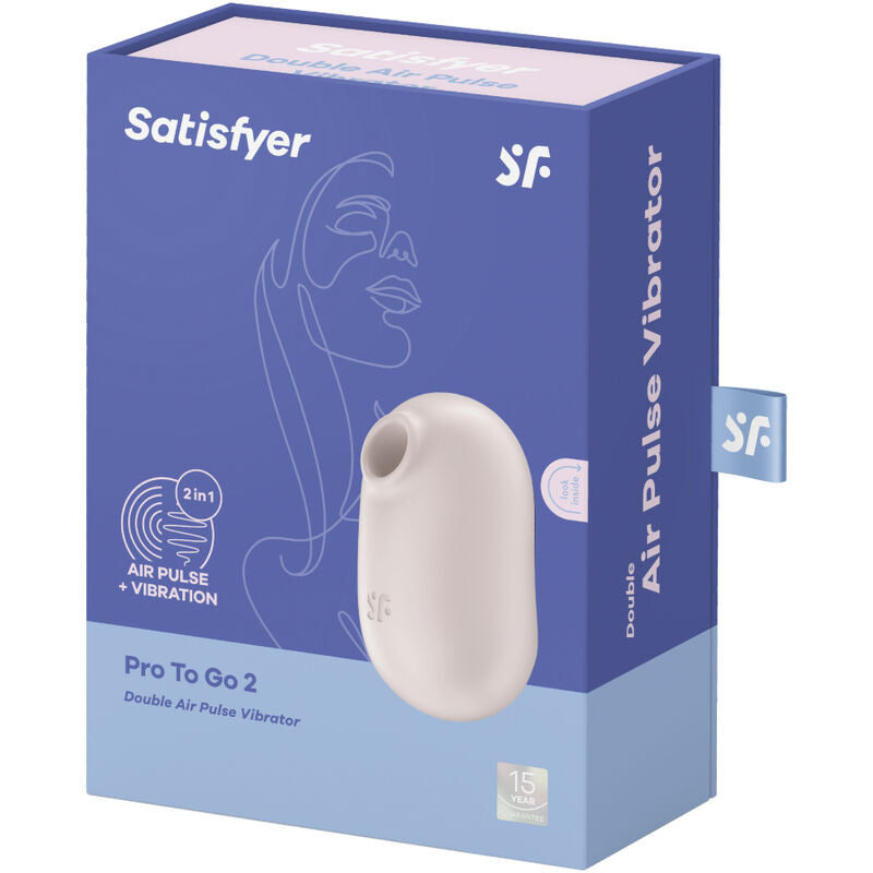 SATISFYER - PRO TO GO 2 DOPPELTER LUFTPULSSTIMULATOR & VIBRATOR VIOLETT / BEIGE / GRÜN - Sexotim