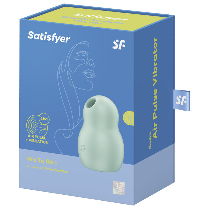 SATISFYER - PRO TO GO 1 DOPPELTER LUFTPULSSTIMULATOR & VIBRATOR ROT / BLAU / GRÜN - Sexotim