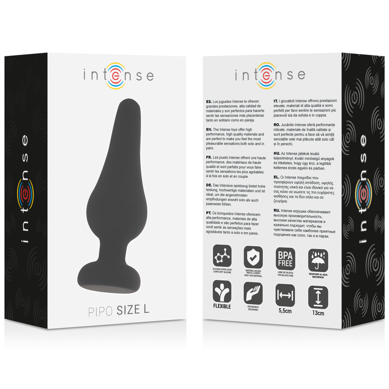 INTENSE - ANALPLUG PIPO L SCHWARZES SILIKON 13 CM - Sexotim