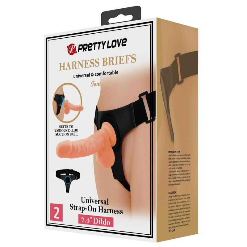 PRETTY LOVE - HARNESS-HOSE UNIVERSAL-HARNESS MIT DILDO TOM 20 CM NATUR - Sexotim