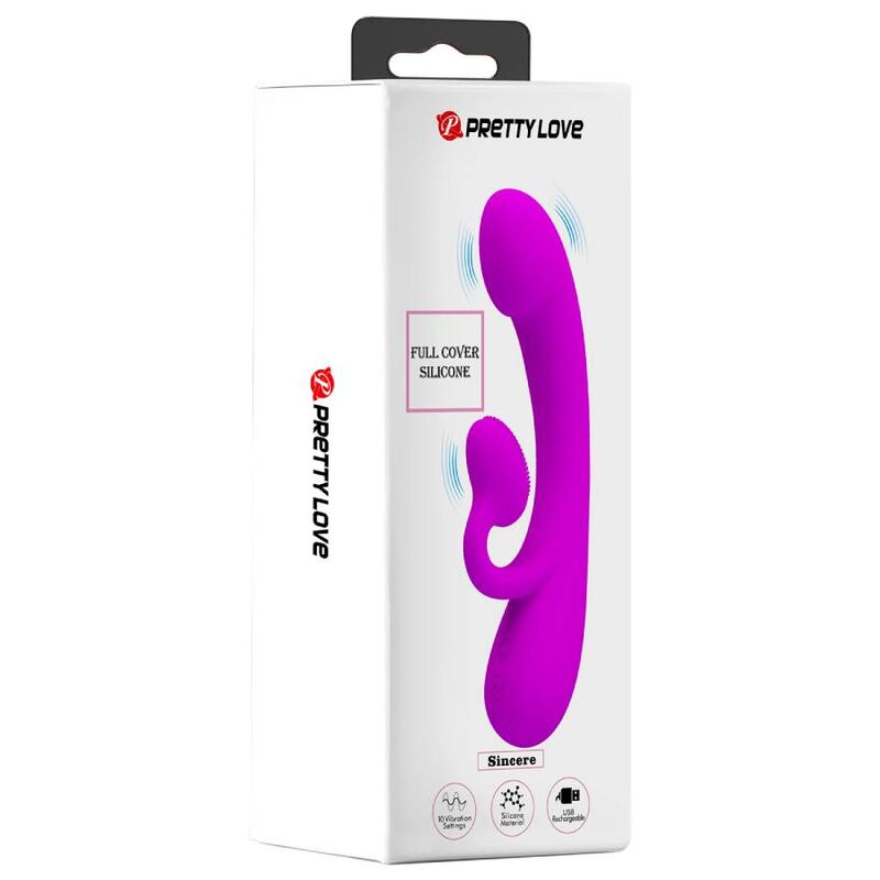 PRETTY LOVE - AUFRICHTIGER VIBRATOR UND KLITORIS-SAUGER AUS VIOLETTEM SILIKON - Sexotim