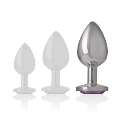 INTENSE - ANALPLUG AUS ALUMINIUMMETALL MIT VIOLETTEM KRISTALL, GRÖSSE L - Sexotim