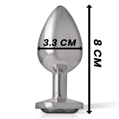 INTENSE - ANALPLUG AUS ALUMINIUMMETALL MIT SCHWARZEM GLAS, GRÖSSE M - Sexotim